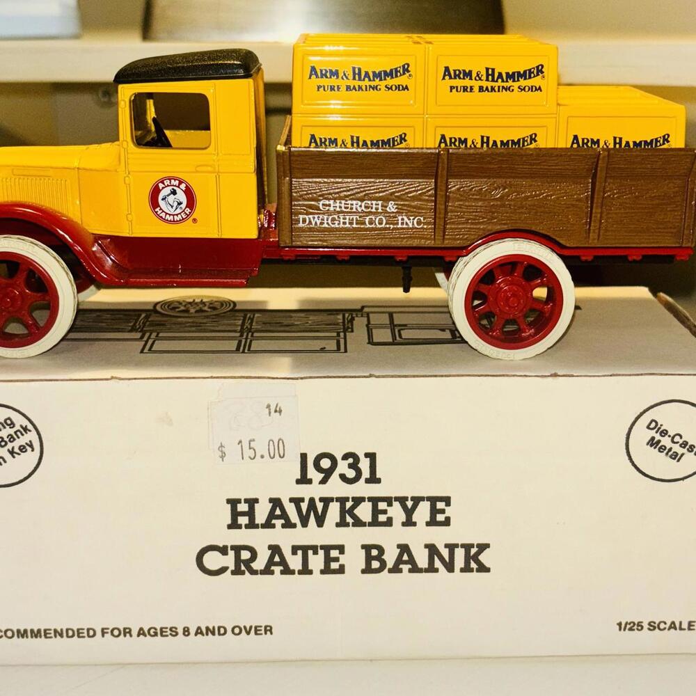 1931 Hawkeye Crate Bank Diecast Model Truck